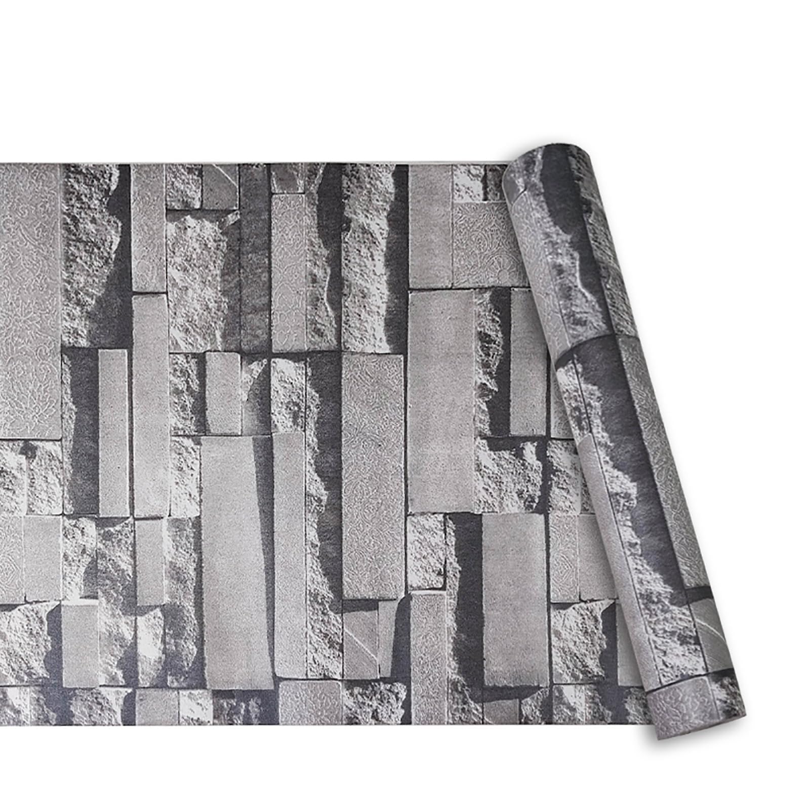 Rustic Grey Brick Wallpaper 3D Brick and Stone Pattern Effect Wallpaper Non-Woven Fabric Brick Pattern Industrial Anti-Fouling Texture Wallpapers Vintage Slate for Bedroom Living Room Lounge Hallway