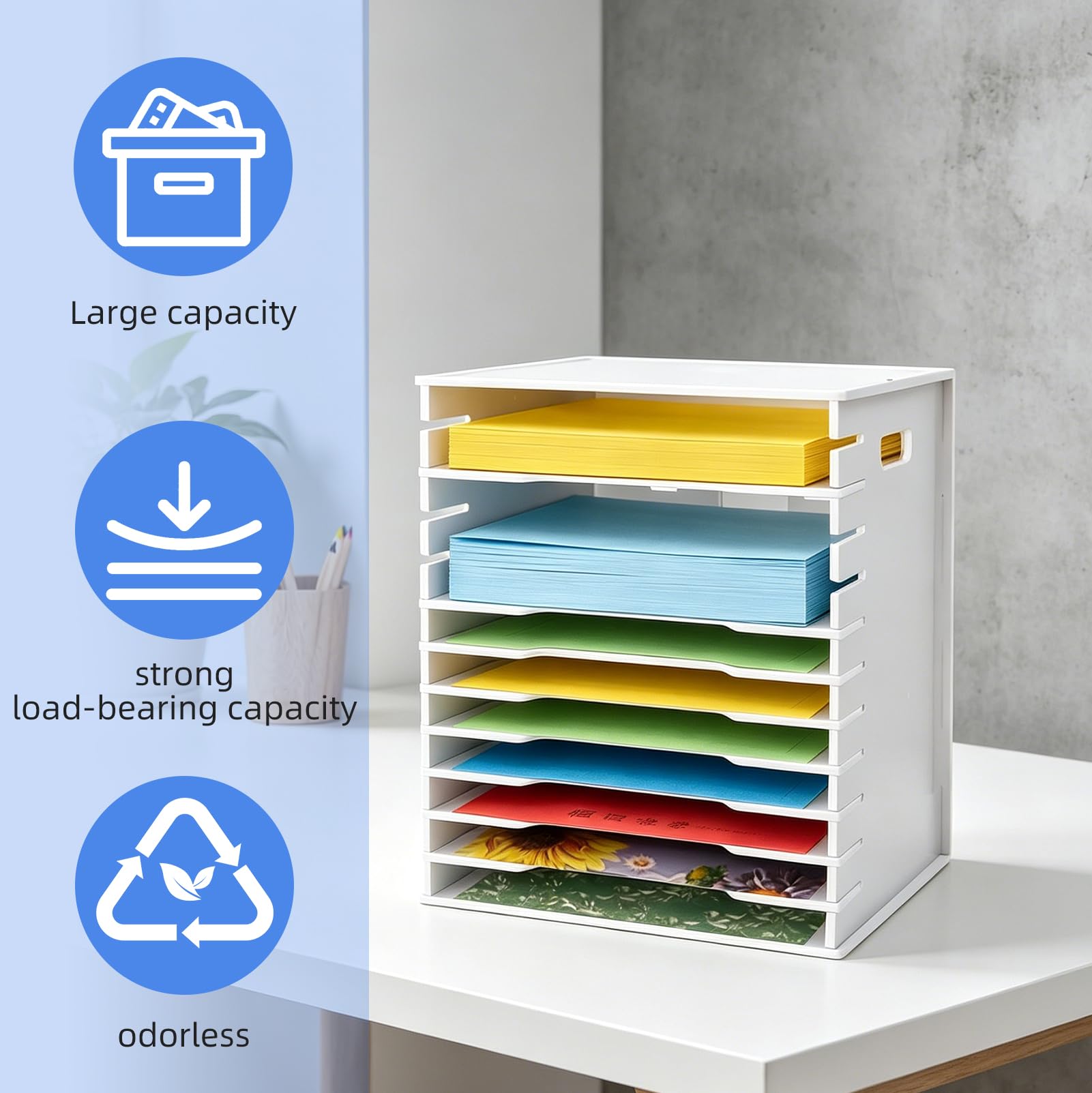 Papier Aufbewahrung, Scrapbook Papierorganizer, 12 Ebenen 12 x 12 in Aktenordner-Aufbewahrungsmappe, Schreibtisch Scrapbooking Papierrack für A4 für Heimbüro