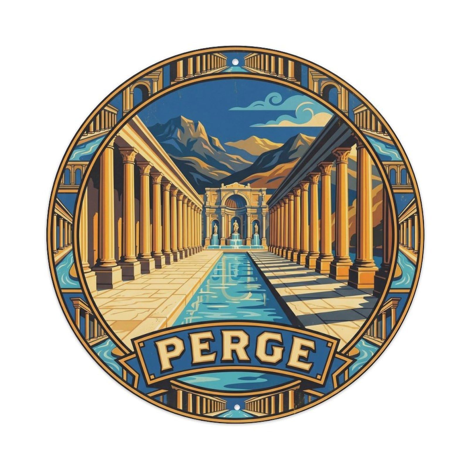 Perge Ancient City Antalya Landmark Travel Metal Tin Sign