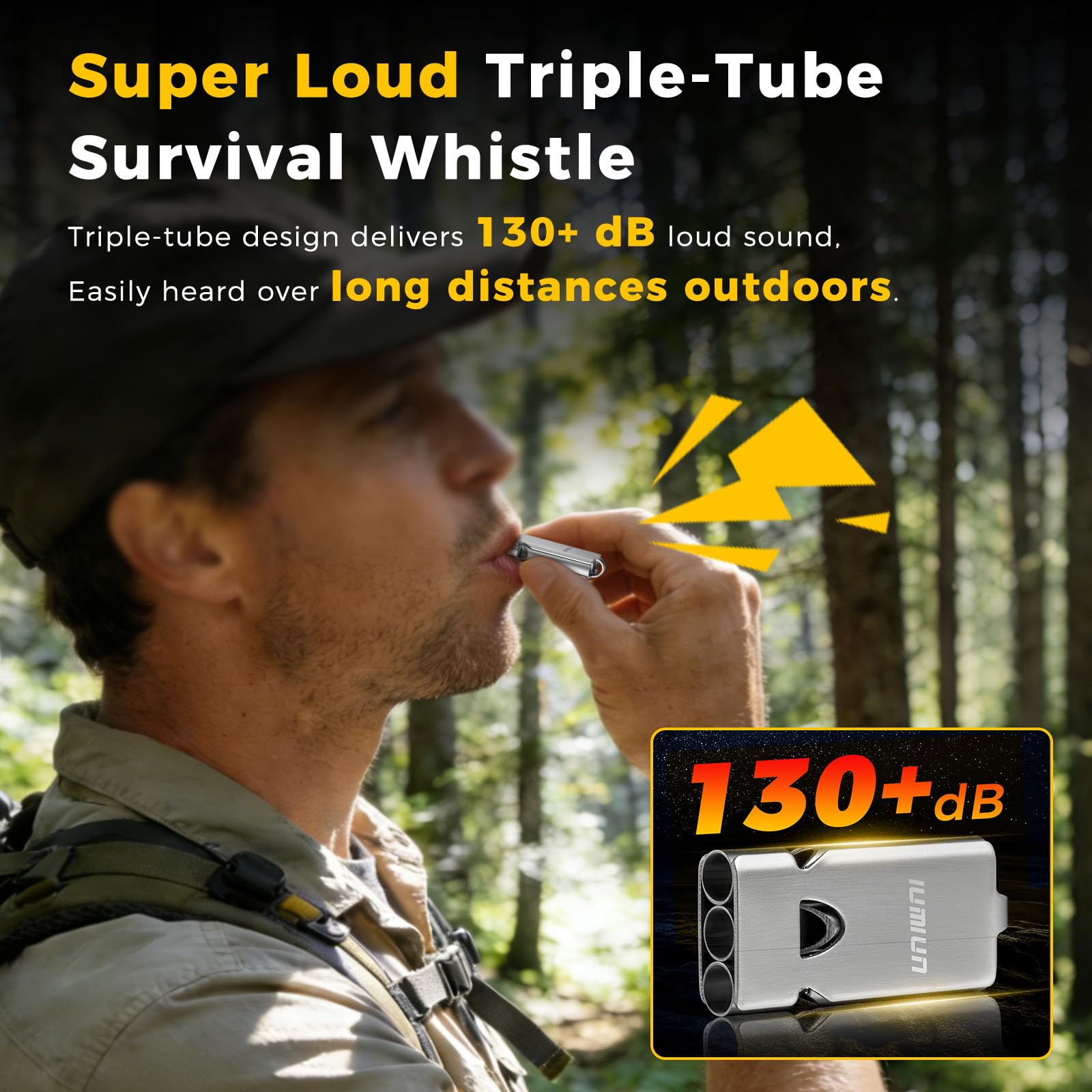 Silbato de supervivencia de emergencia, silbato de seguridad para acampar al aire libre, senderismo, silbato fuerte de hasta 120 ~ 130 dB