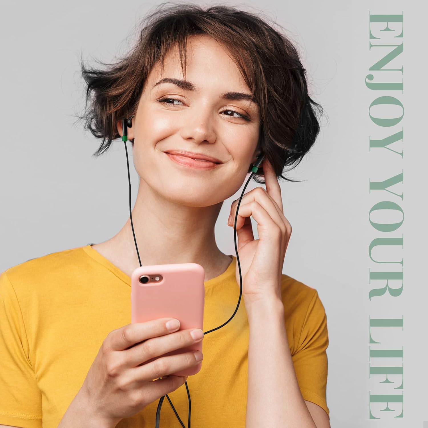 Kanayu 50 Pack Wired Earbuds Bulk for Classroom Ear Headphones Wired Basic Student Earbuds No Microphone with 3.5mm Jack for Class Laptop School Library, Individually Bagged (Green)