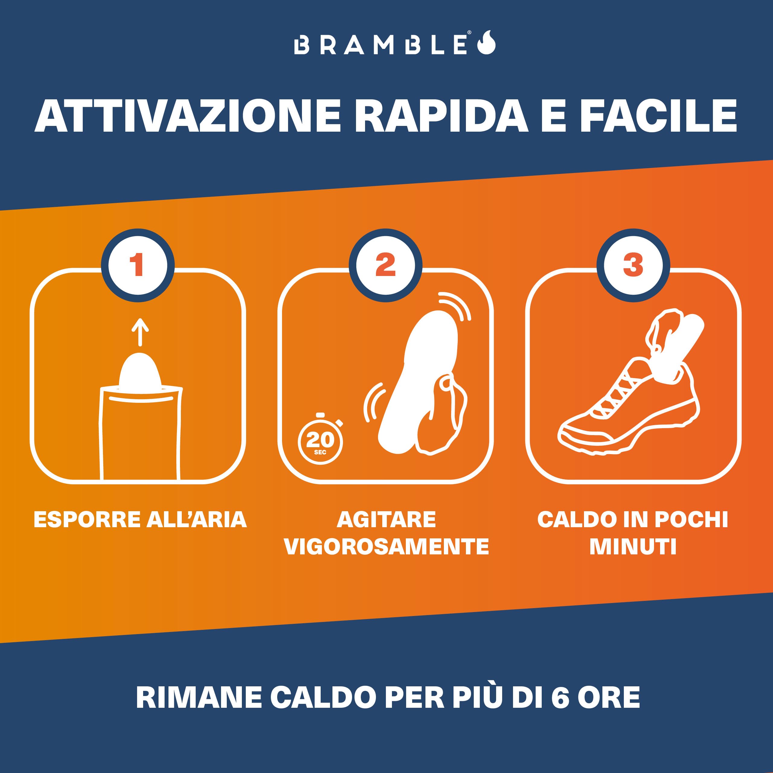 Bramble - Scaldapiedi - Solette riscaldanti per scarpe e stivali - Attivate dall'aria e inodori - Fino a 10 ore di calore