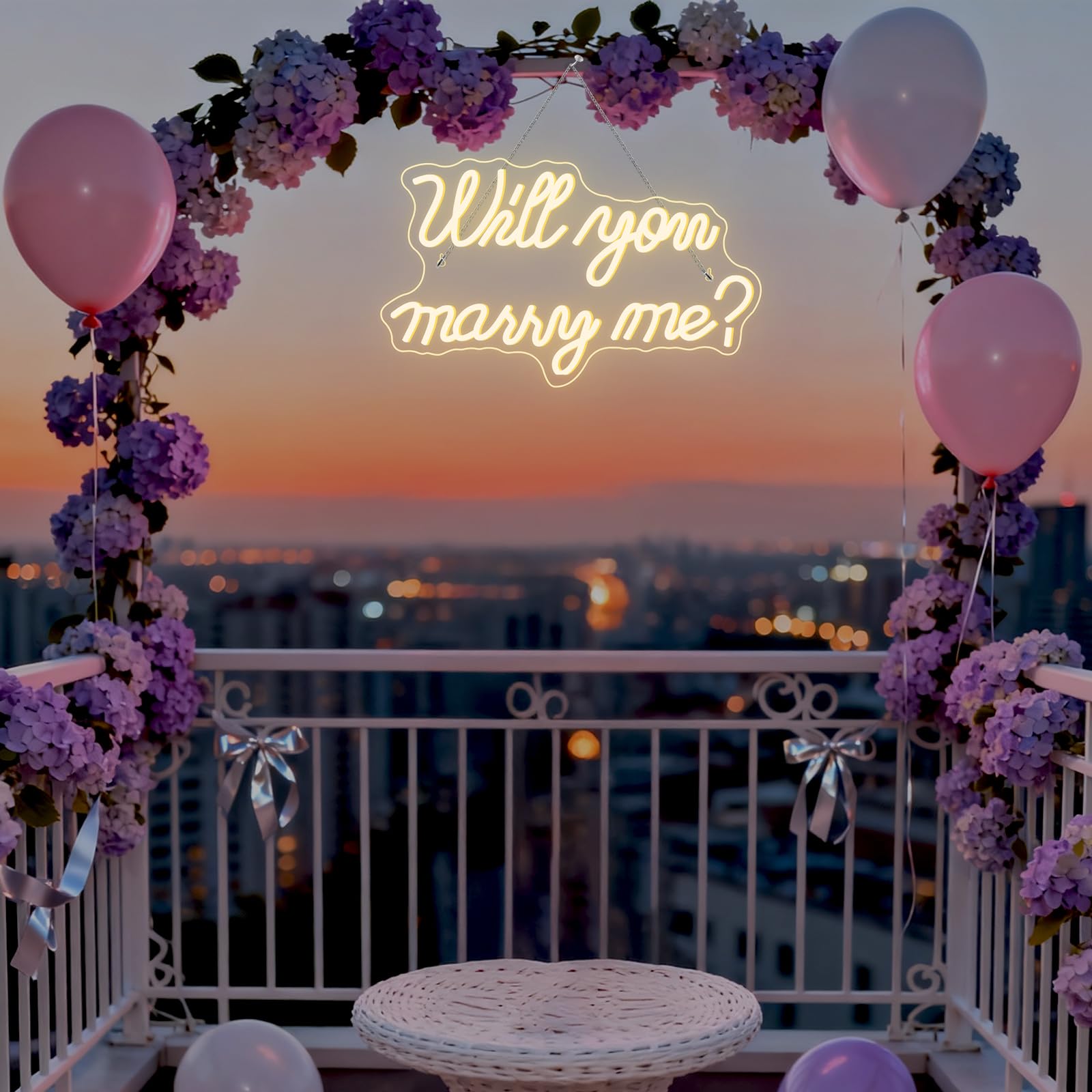 Cartello al neon con scritta "Will You Marry Me" per decorazione da parete, con lettere LED al neon, alimentato da USB, per decorazioni per proposte, matrimoni, feste di San Valentino