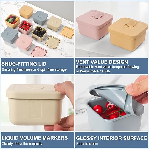 Miniatura 5 de 4 recipientes de silicona de 10 onzas con tapas, recipientes de silicona para almacenamiento de alimentos, contenedor de aperitivos para bebés,