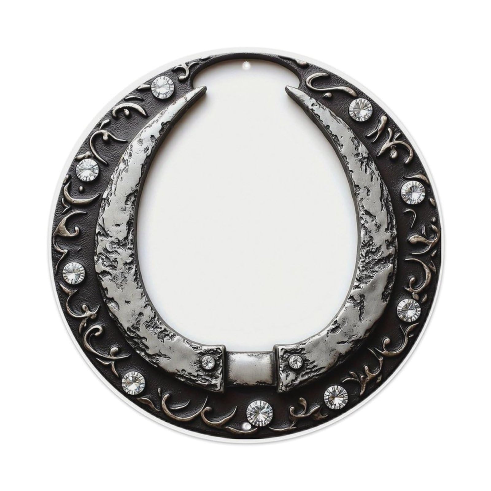 Ornate Metal Horseshoe Design Round Metal Tin Sign Vintage Wall Decor, Bar Garage Cafe Kitchen Home Wall Art Poster 8x8inches