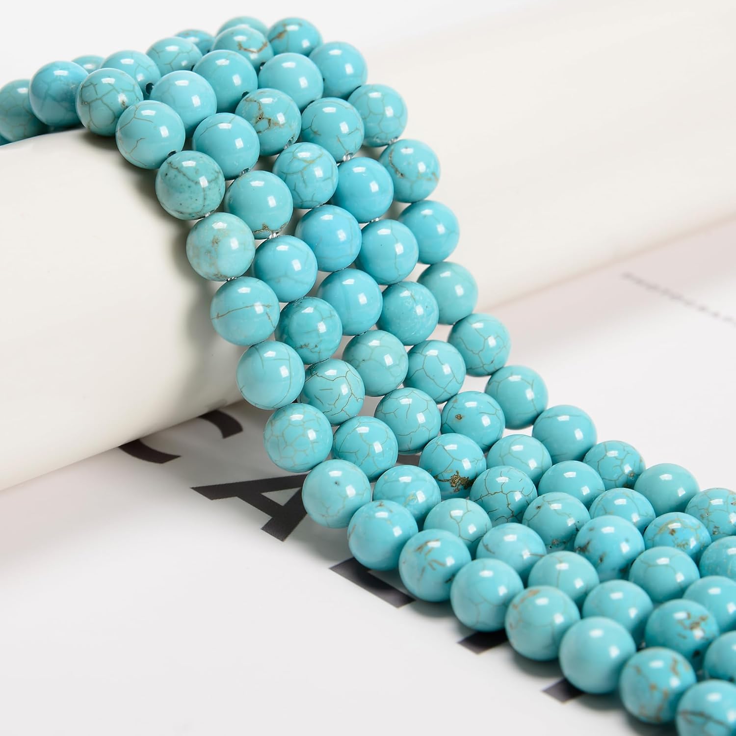 48Pcs Blue Turquoise 8mm Beads Natural Stone Round Gemstone Genuine Real Stone for DIY Bracelet Jewelry String Making - Image 2