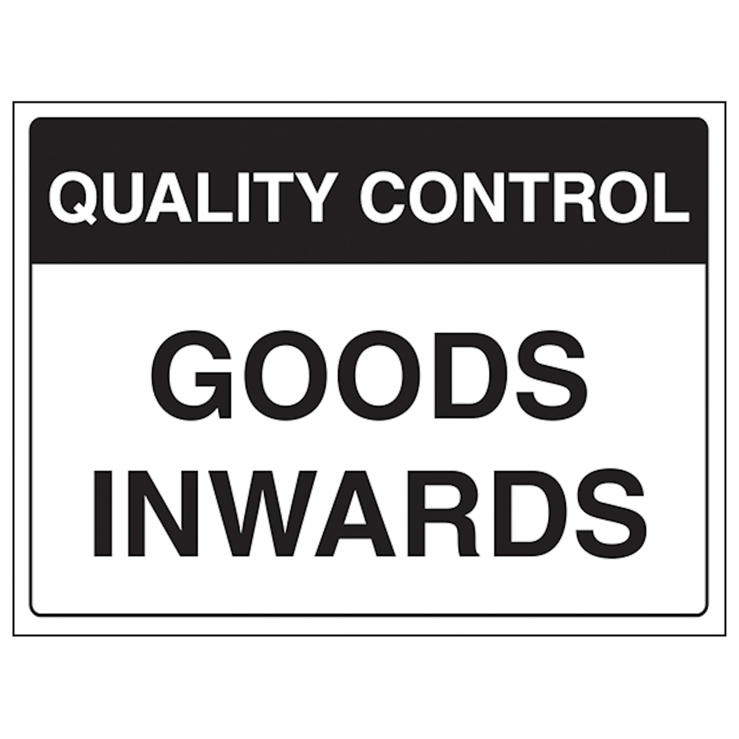 V Safety Quality Control Goods Inwards Safety Sign 300x200mm Self Adhesive Vinyl Aluminium Effect