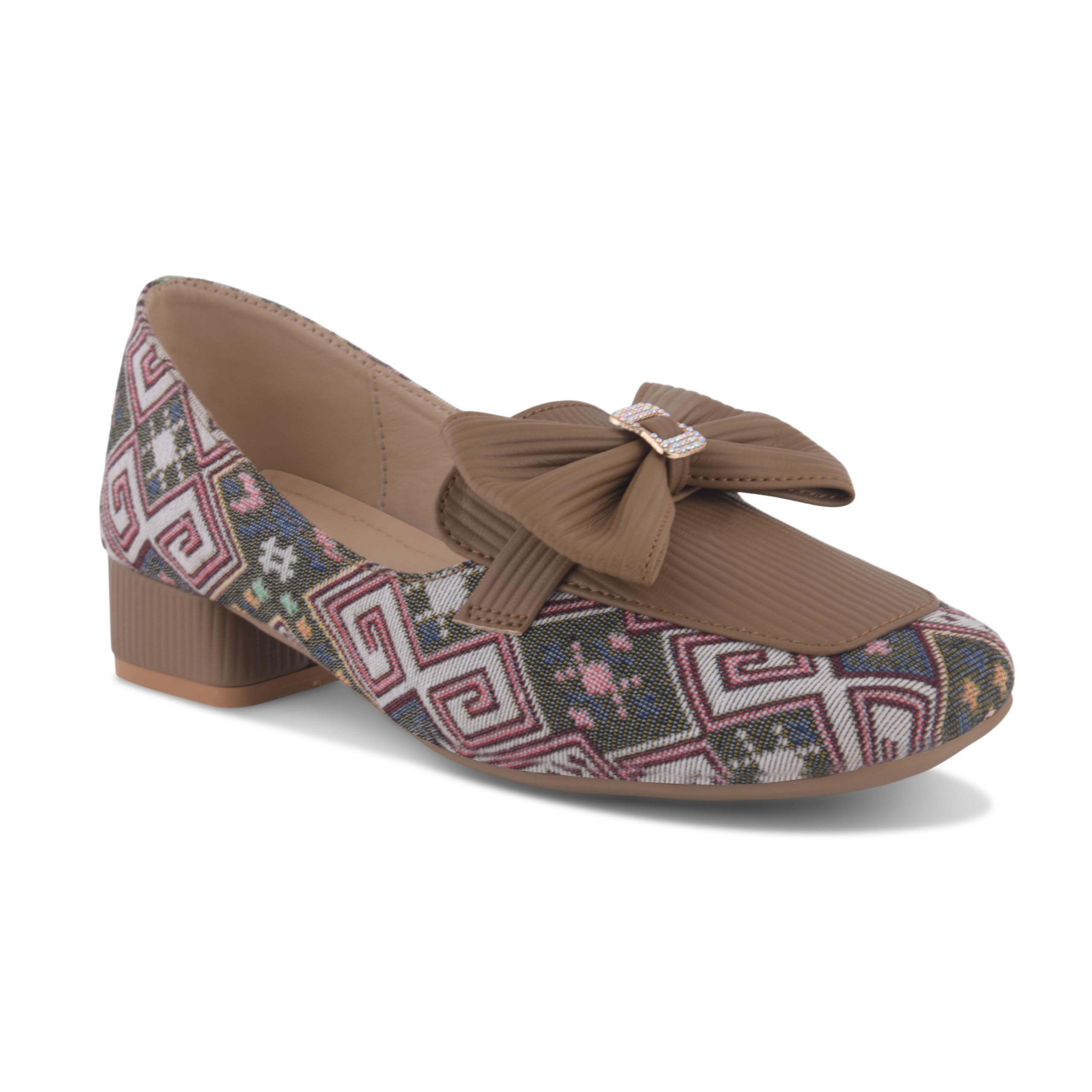 padchin Women's Printed Loafers with Bow Detail Comfortable Slip-On Casual Flat Shoes Office Use-picture-46