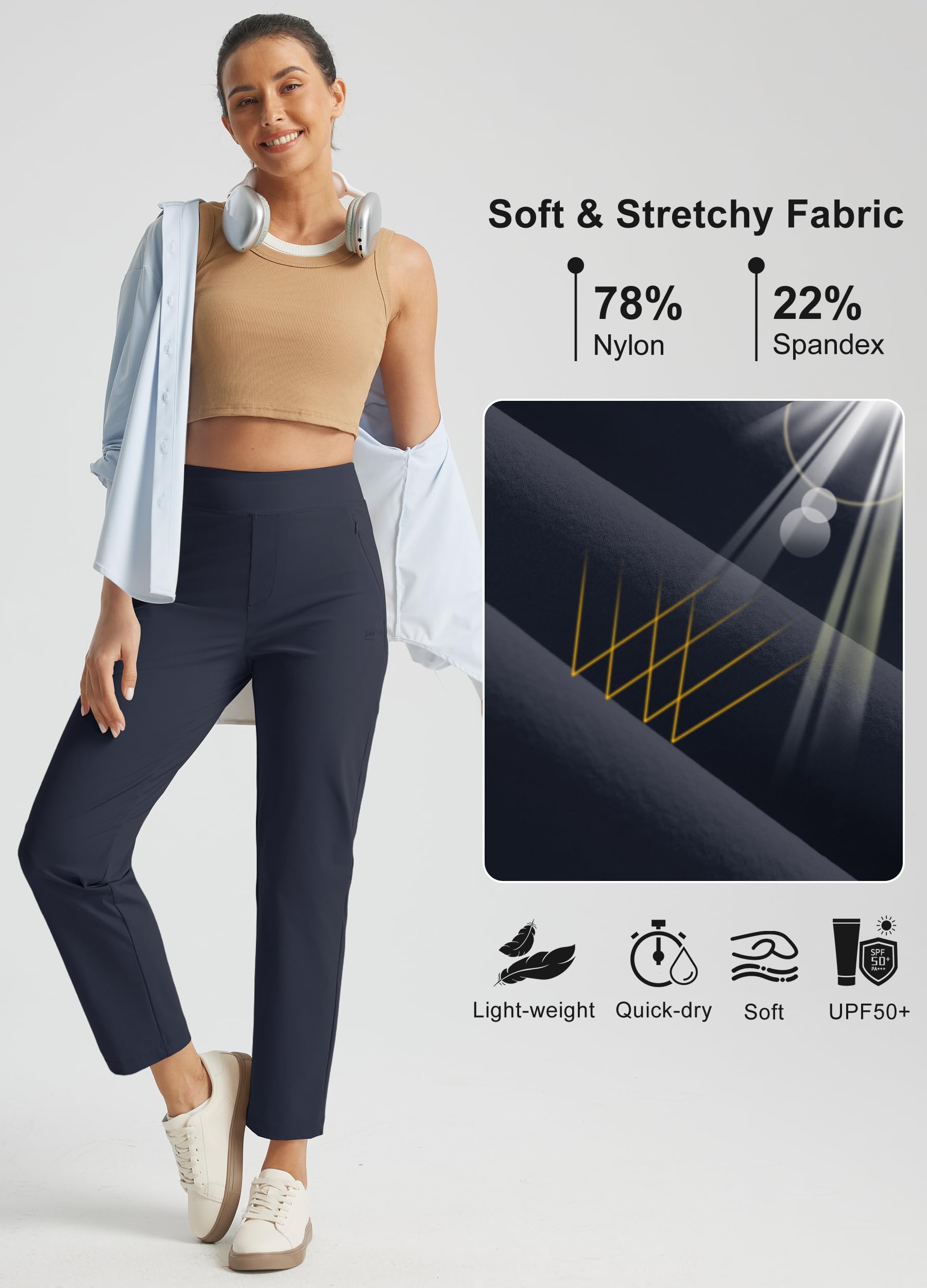 Libin Pantalones Golf Mujer 7/8 Jogging Business | Pantalón De Jogging Ligero Transpirable Entrenamiento Carrera Cintura Elástica Verano Estilo Con Bolsillos