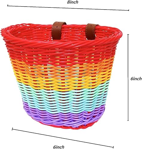 Miniatura 8 de Cesta de bicicleta para niñas, cesta de bicicleta para manillar con collar de unicornio, campana de bicicleta, serpentinas, cuentas de rueda de