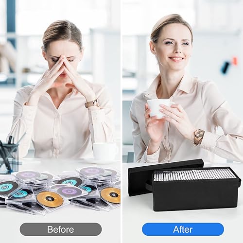 Miniatura 5 de HATTERTOP Juego de 3 cajas de almacenamiento de CD, estuche de almacenamiento de DVD de 14.2 x 6.3 x 5.5 pulgadas, estuche de almacenamiento para CD