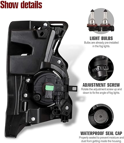 Miniatura 4 de AUTOWIKI Faros antiniebla para Toyota Highlander 2017-2019 OEM de repuesto para faros antiniebla, lente transparente, 2 piezas (kit de interruptor y