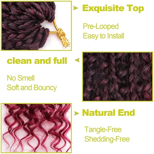 Miniatura 9 de Trenzas de caja bohemia de 14 pulgadas, 7 paquetes de trenzas de caja Goddess de cabello de ganchillo preanudado para mujeres negras, cabello