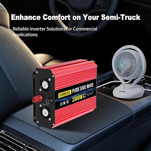 Miniatura 7 de SUNWHEEL Inversor de onda sinusoidal pura de 1000 W, 12 V CC a 110 V120 V CA para RV, fuera de la red, camión con 2 tomas de corriente AC y pantalla