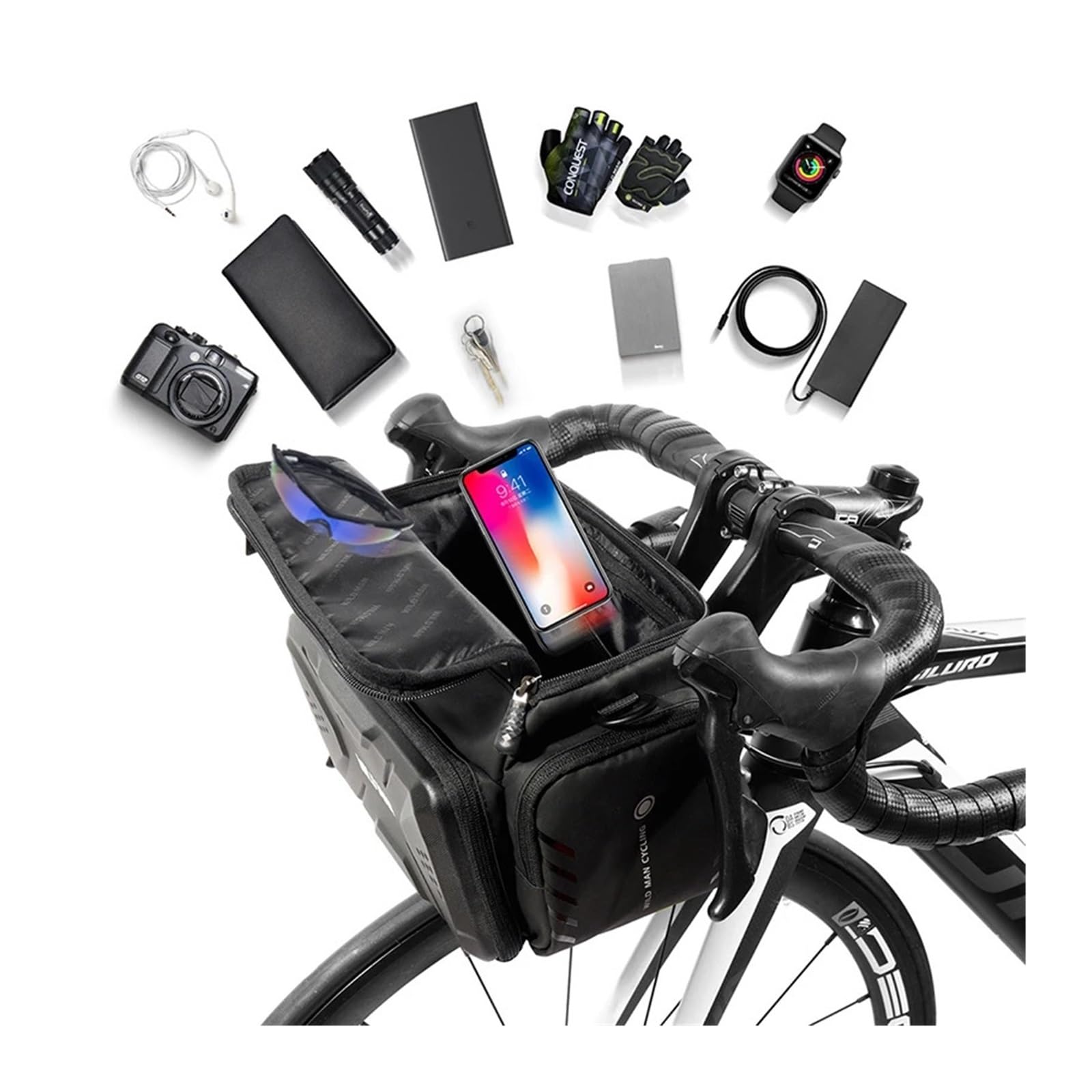 1 szt. Torba na kierownicę roweru EVA Hardshell | Trzymaj i obsługuj telefon podczas jazdy na rowerze lub hulajnodze elektrycznej.