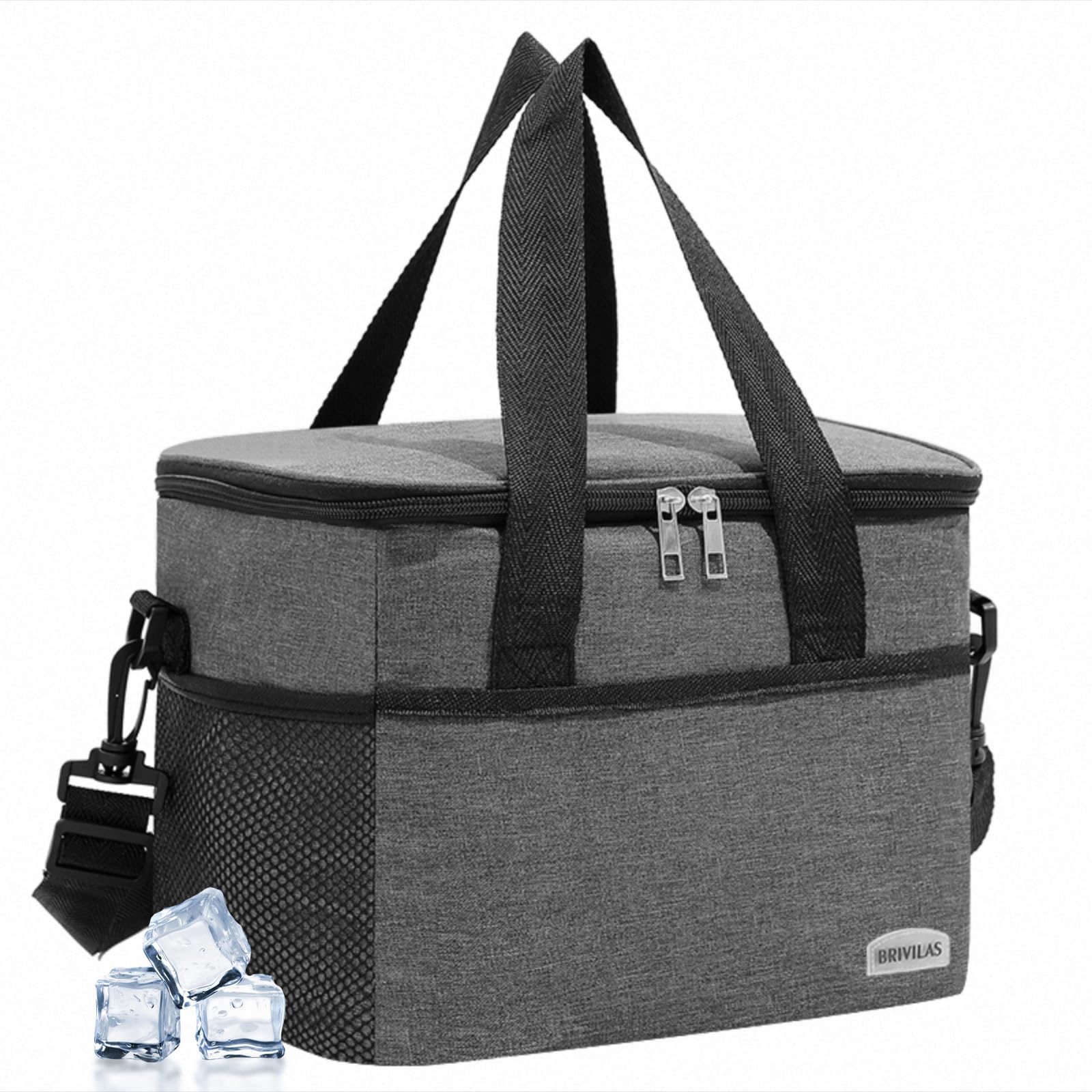 Borsa Frigo Termica 22L Pieghevole 33x25x27cm Grigio per Mare Spiaggia Campeggio