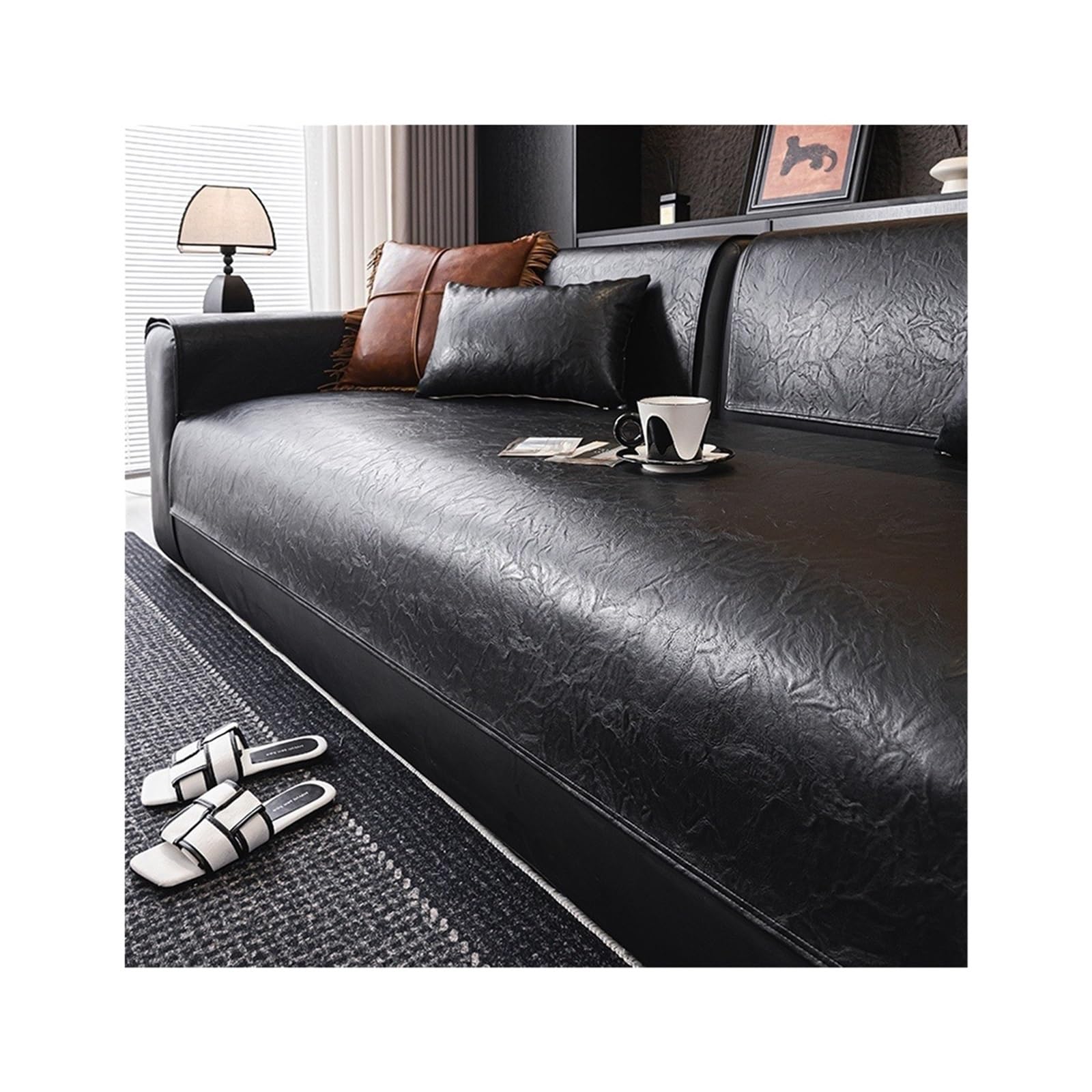 GCYEIDMA Faux Leather Sofa Cover Faux Leather Sofa Cover Light Luxury Style Non-slip Seat Waterproof Urine Barrier Four-season Towel