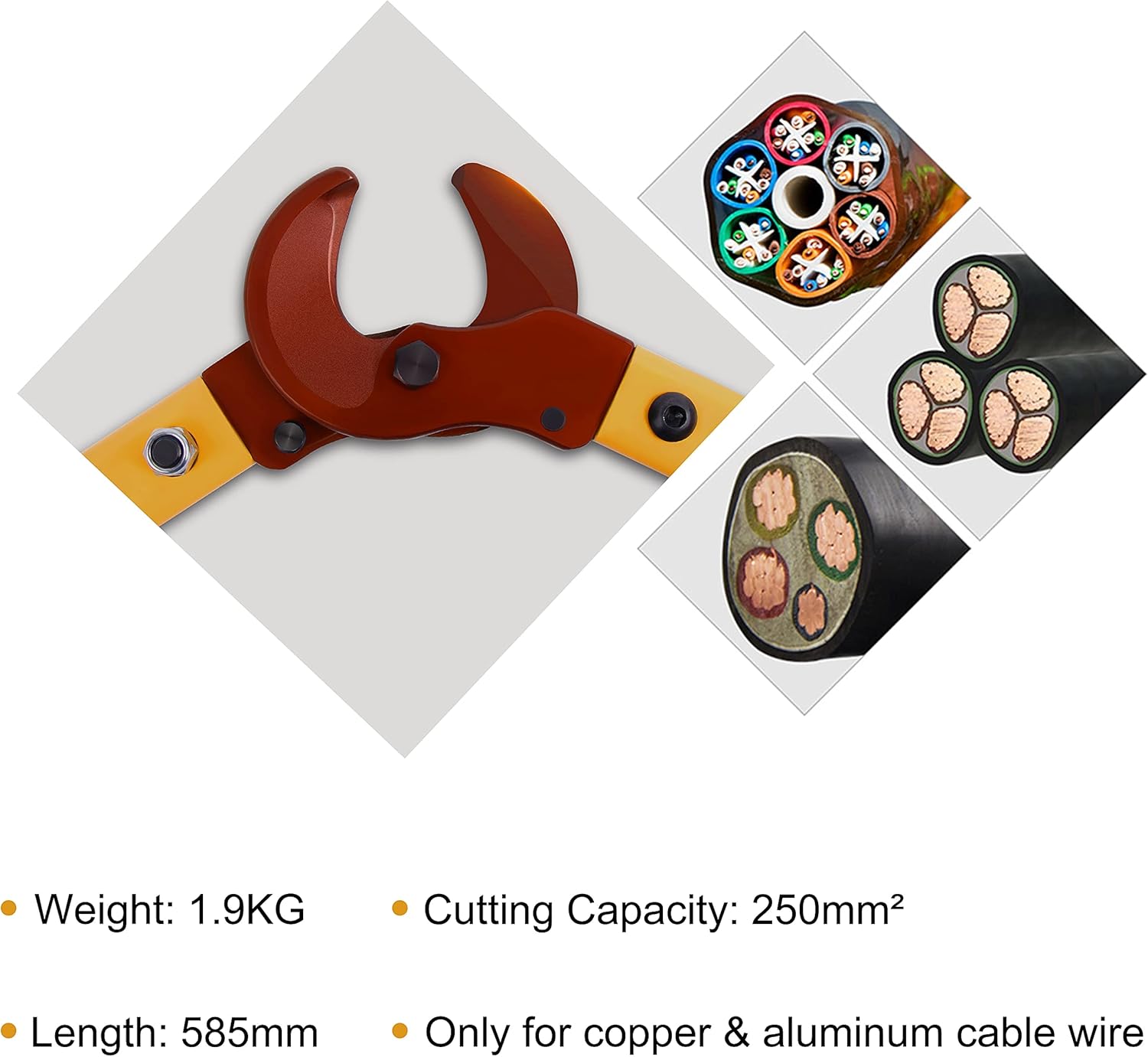 LK-250 Heavy Duty Cable Cutters, Multifunctional Labor-saving Long Arm Wire Cutter Pliers, Electrical Heavy Duty Cable Cutters for Cutting Copper and Aluminum Cable Up to 250mm²