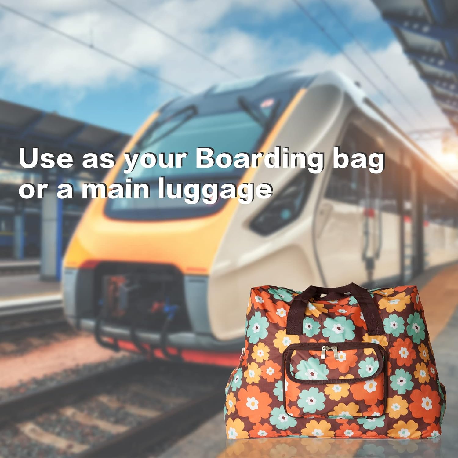  | SEEFINE Foldable Travel Duffel Bag Carry on Floral Packable Portable Luggage Bag for Travel Weekender Overnight (Style05) | Travel Duffels