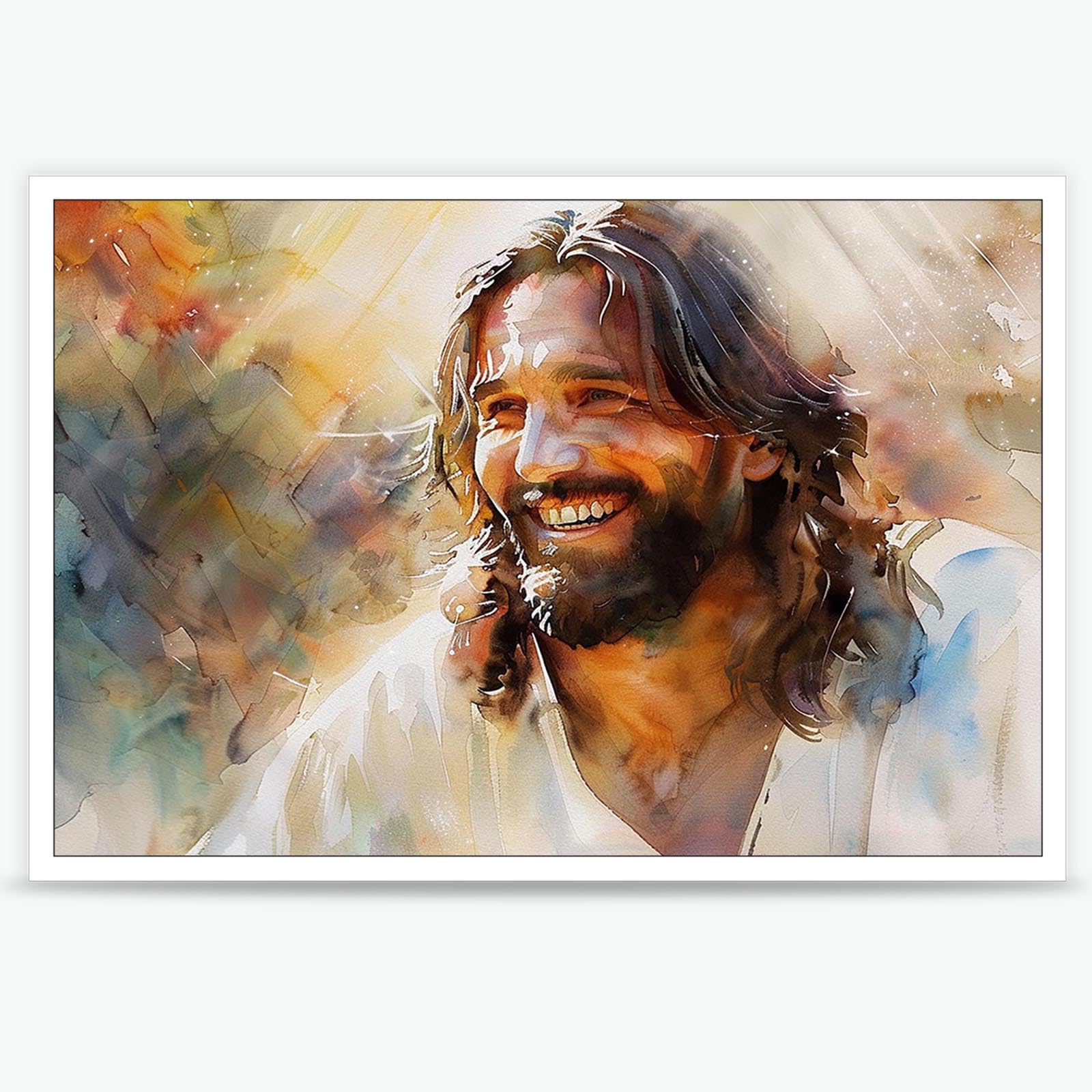 FBKDVC Jesus Canvas Wall Art Christian Painting Christ Canvas Prints Picture of Jesus Laughing Christ's Smile Poster Religious Home Wall Decor 12x16in Unframed