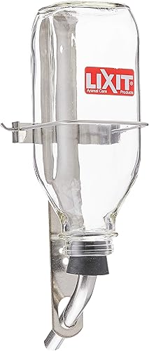 Miniatura 3 de Lixit Botellas de agua de vidrio de lujo resistentes para pájaros, perros y animales pequeños. (tubo grande de 32 onzas)