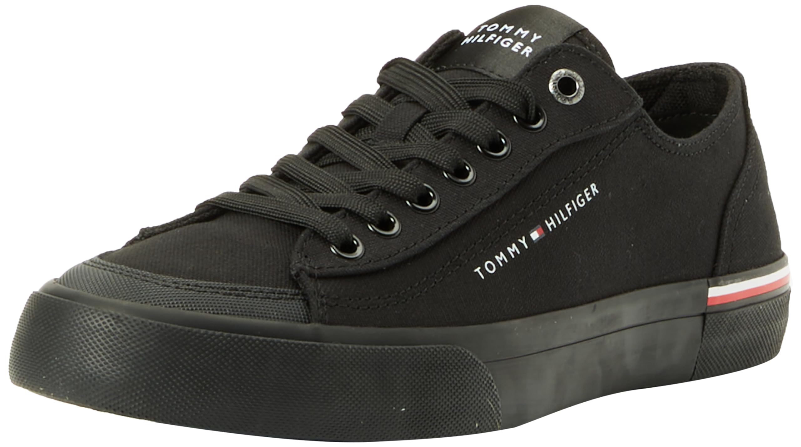 Tommy Hilfiger Zapatillas para Hombre Sneaker con Suela Vulcanizada, Negro (Black), 43