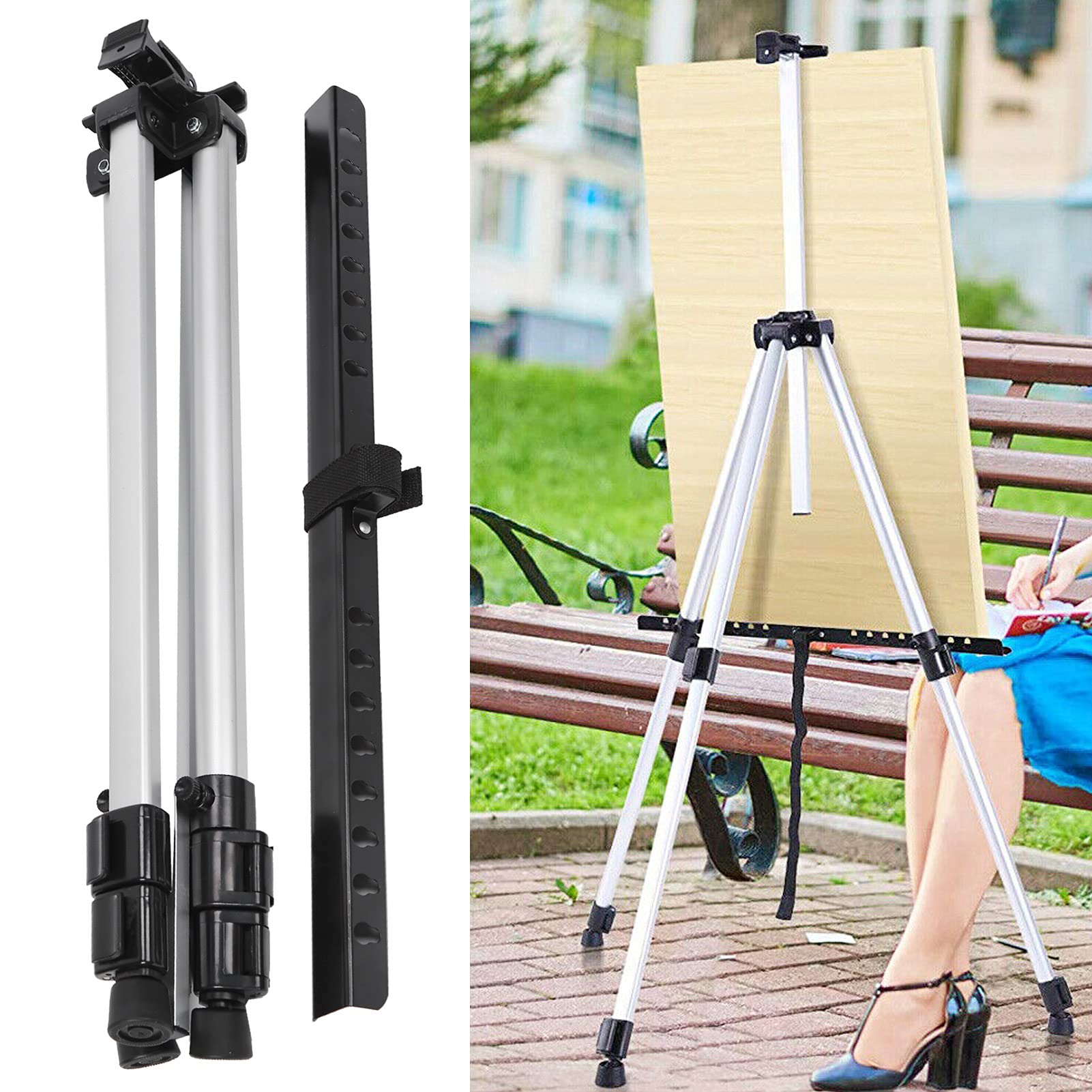 Dilwe Caballete Ajustable, Trípode de Aluminio con Ajuste Rápido de Altura para Exhibiciones de Arte y Presentaciones de Oficina