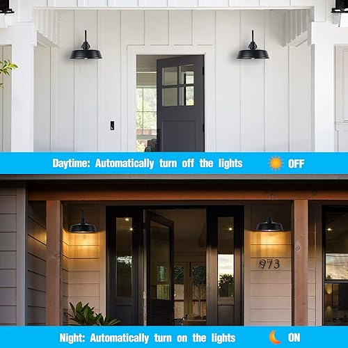 Miniatura 10 de METOJIA Lámpara de granero de cuello de cisne para exteriores, lámpara de pared de 12.7 pulgadas para granja, sensor de atardecer a amanecer, luces