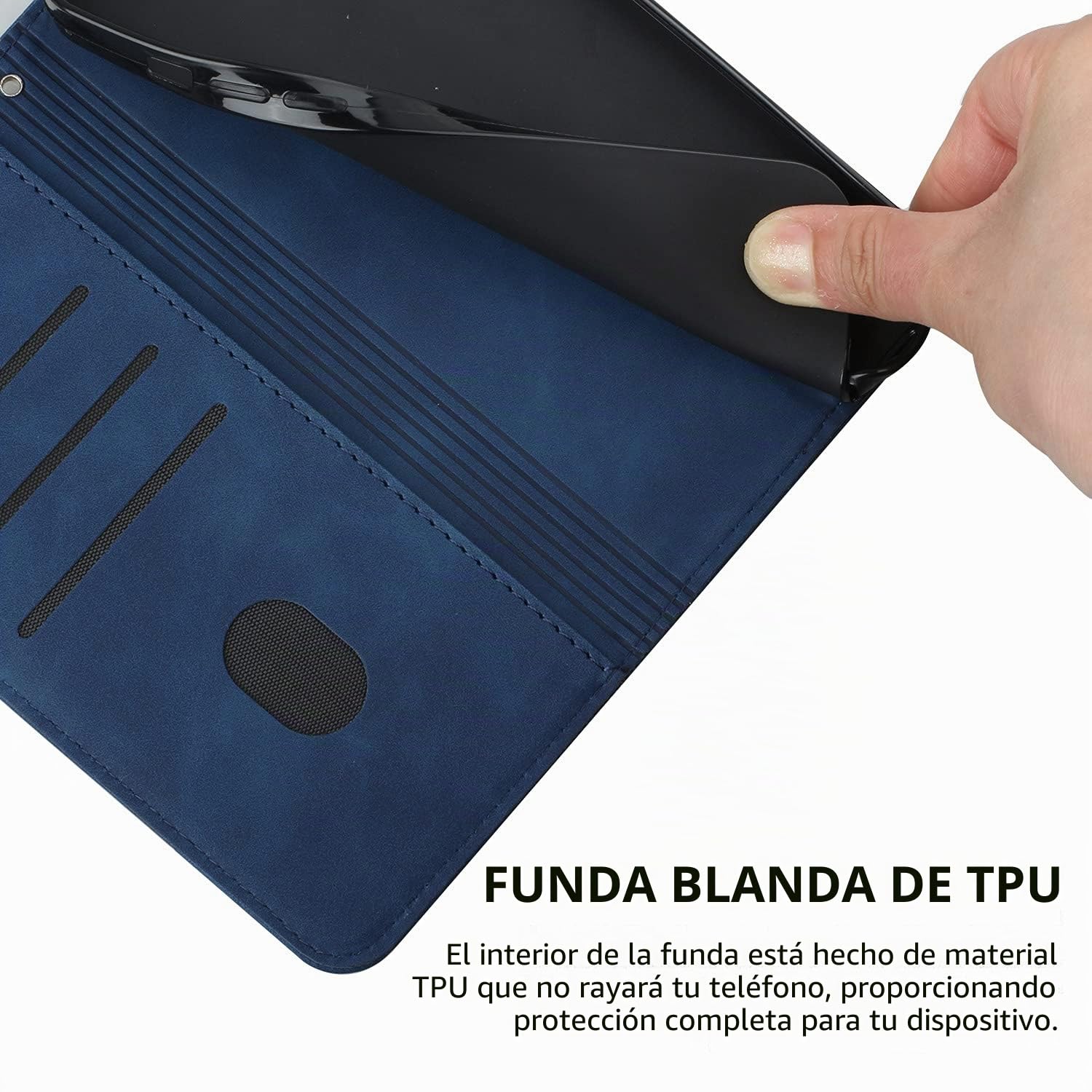Funda para Xiaomi Redmi 10/Redmi 10 2022/Redmi 10 Prime,Funda Carcasa de Cuero con Tapa Flip Case, Cuero Billetera Flip Carcasa Magnético con Cáscara de TPU, Ranura para Tarjeta (Azul)