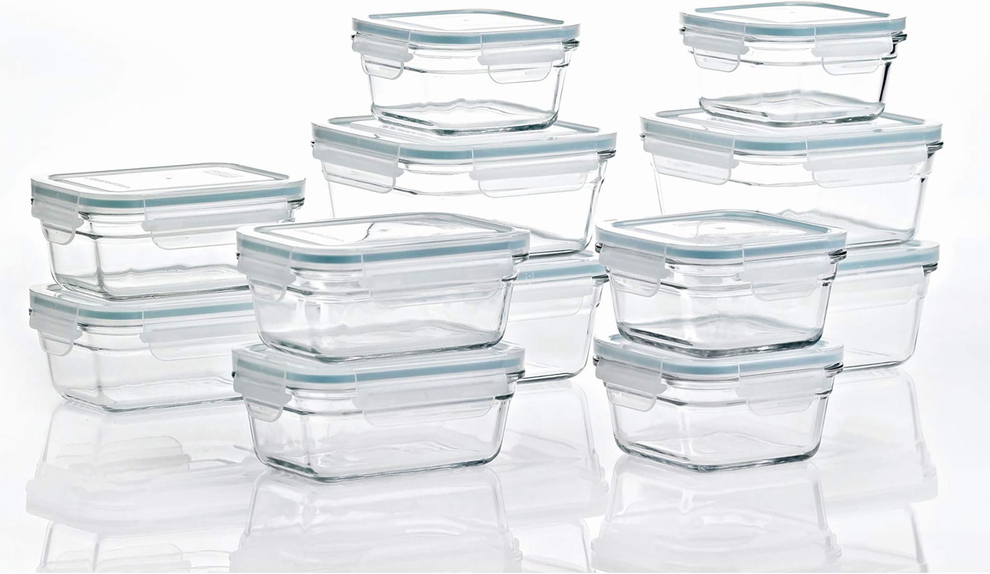 24 Piece Oven Microwave Safe Glass Food Storage Containers Set w/Lids