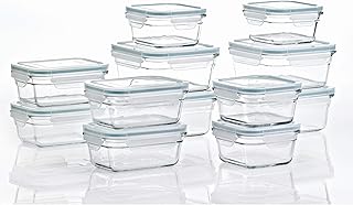 GLASSLOCK 24 Piece Oven Microwave Safe Glass Food Storage Containers Set w/Lids