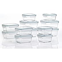 Glasslock Ring Taper Glass Food Storage Container Set, 24 Piece, Clear