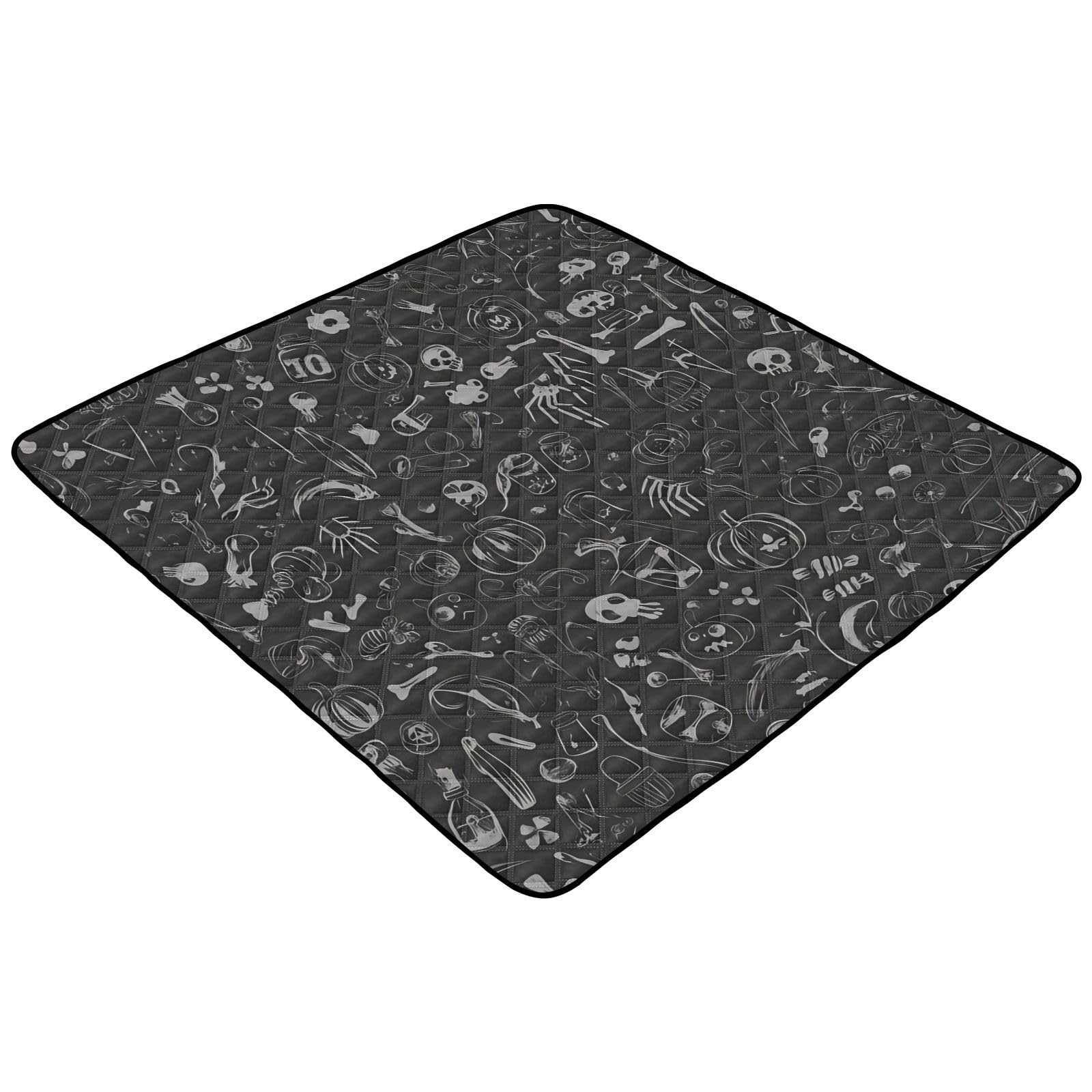 BOESI Halloween Element Graffiti Baby Play Mat, 50“ X 50” Washable Folding Crawling Mat, Baby Floor Mat, Soft, Non-Slip