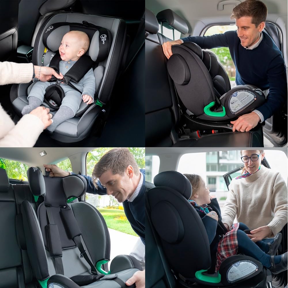 Interbaby Silla Coche Bebé PAX i-Size ISOFIX 360° Grupo 0+1+2+3 (Negro) | Silla auto giratoria 360 reclinable 40-150 cm, reductor recién nacido, protección lateral SPS, pata de apoyo