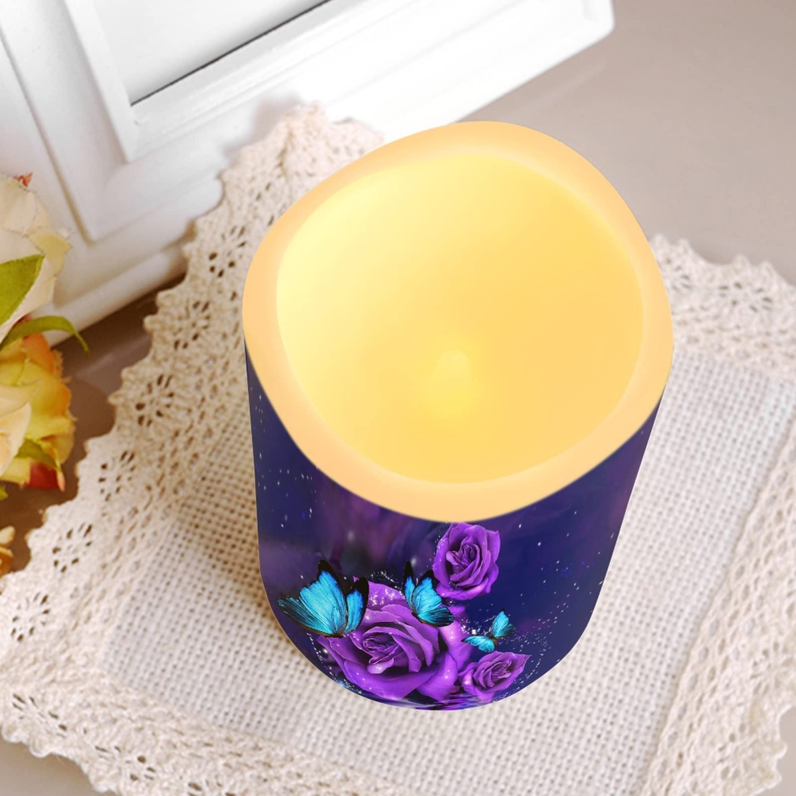 Rosa viola farfalla LED candele tremolanti elettrico per camera da letto casa festa matrimonio atmosfera batteria tè luci senza fiamma
