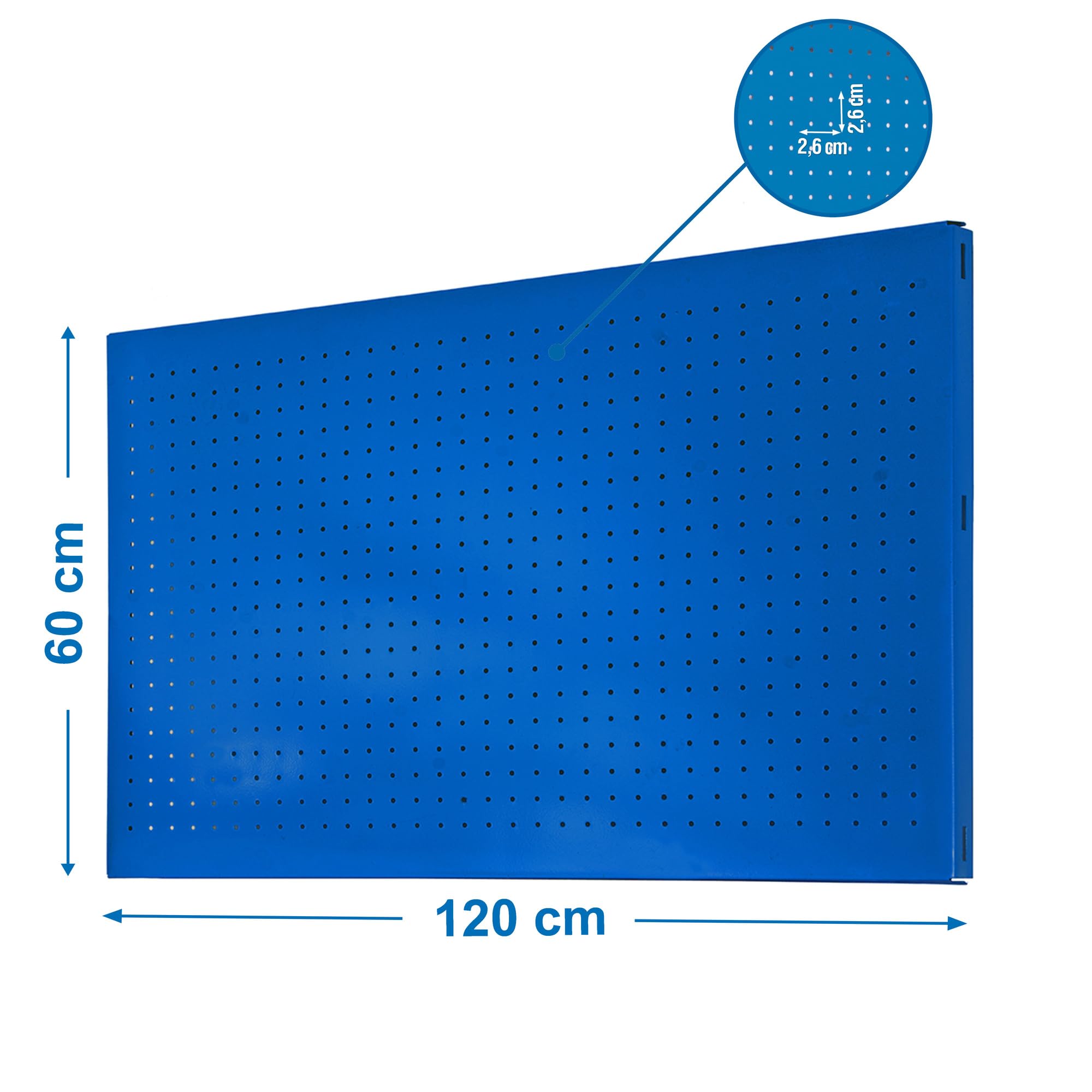 SimonRack Werkzeugwand,120x60x3,5 cm, Metall-Lochwand, Halterungen, Montagematerial, Blau