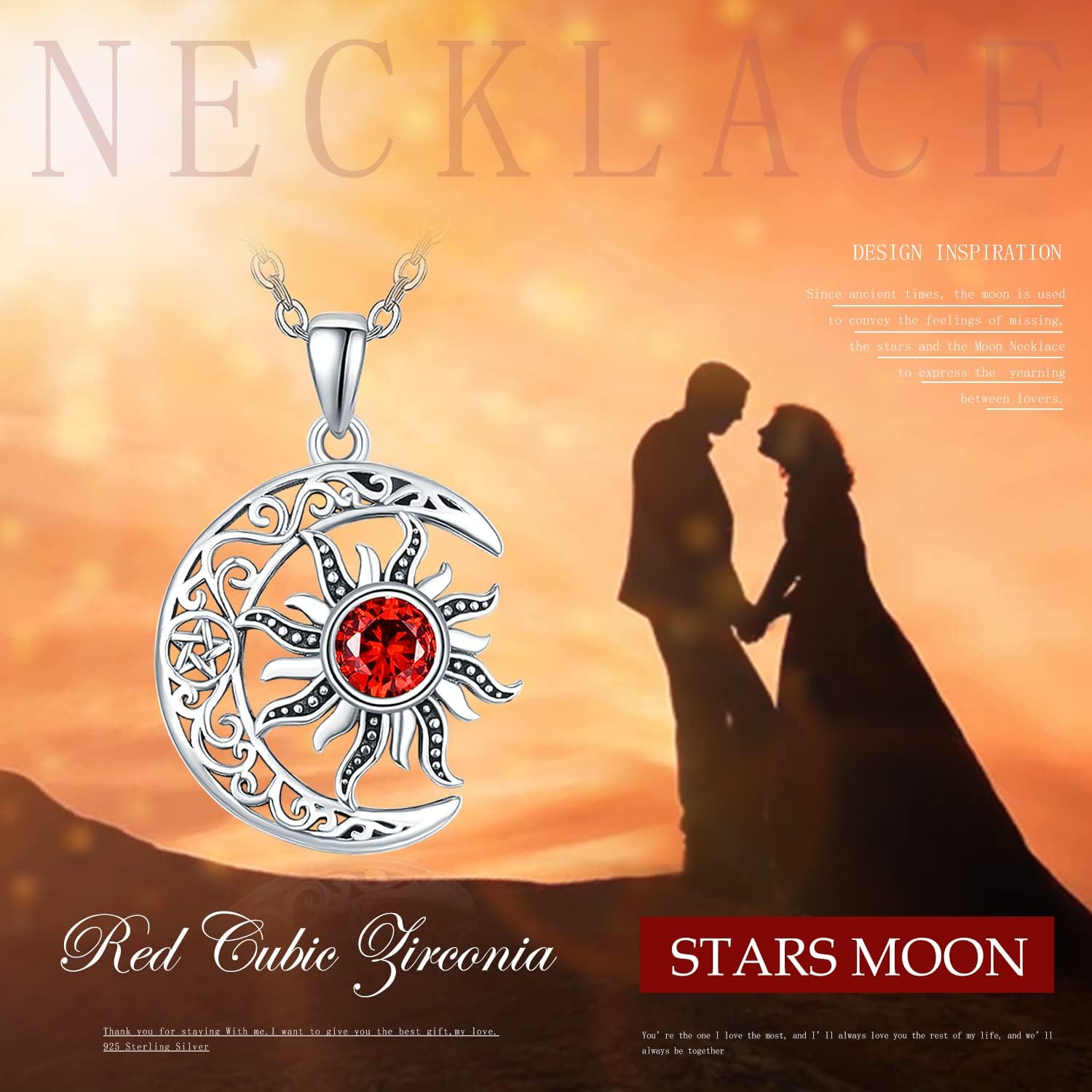 Dreamboat Sterling Silver Sun Moon Necklace for Women Crescent Moon Sun Necklace Celestial Jewelry Gifts - Image 3