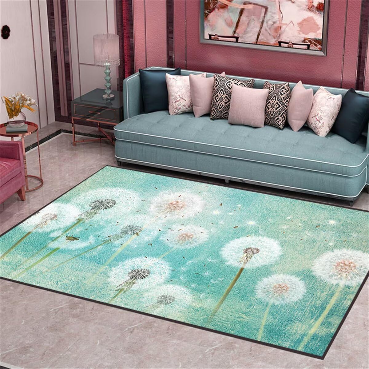 Tapis Terrasse Exterieur Tapis Moderne Salon Tapis Traditionnel de Salon et de Salle à Manger, Design Floral, Plante Bleue, Facile d'entretien Tapis Enfant 200X300CM