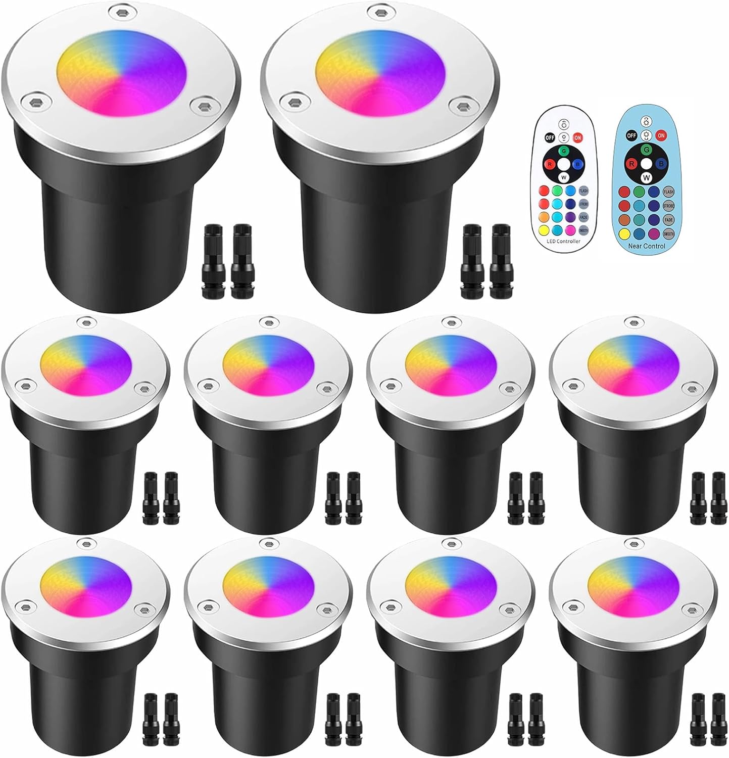 Low Voltage Landscape Lighting - 6w Landscape Lights with Color Changing, 12V-24V Waterproof Outdoor In-Ground Lights for Yard Garden (RGB, 10 pck)