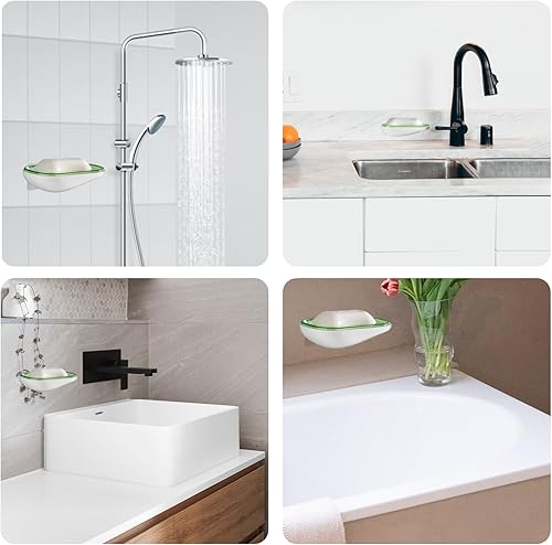 Miniatura 3 de Jabonera de 2 piezas de alta calidad, elegante e impermeable para montar en la pared, con diseño de drenaje, mejora la decoración de tu baño,