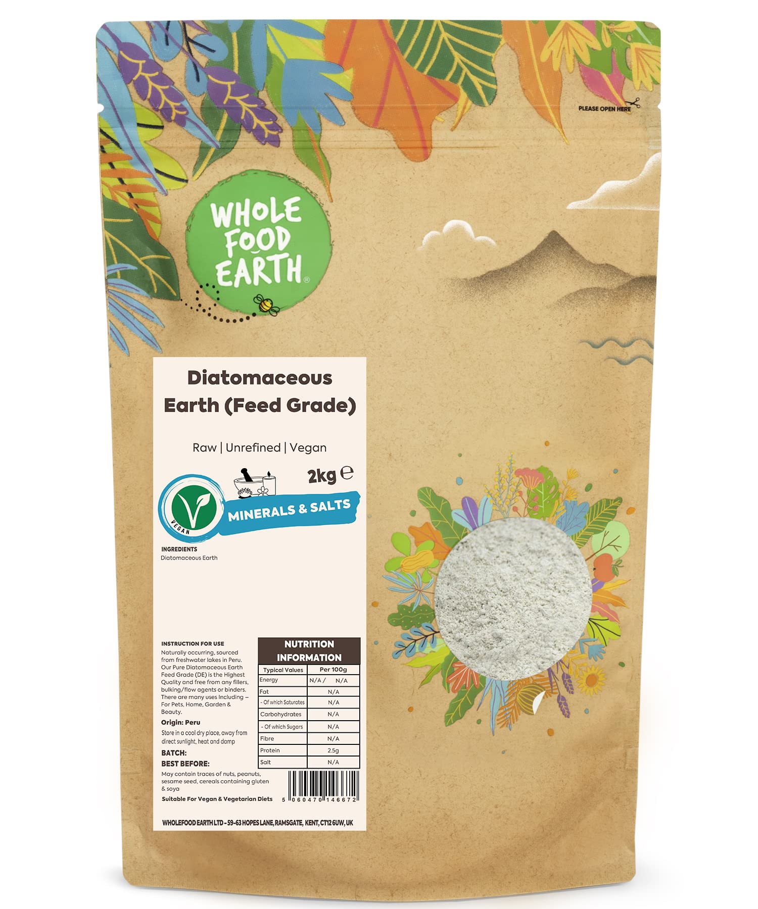 Wholefood Earth - Diatomaceous Earth 2kg,Raw,Unrefined