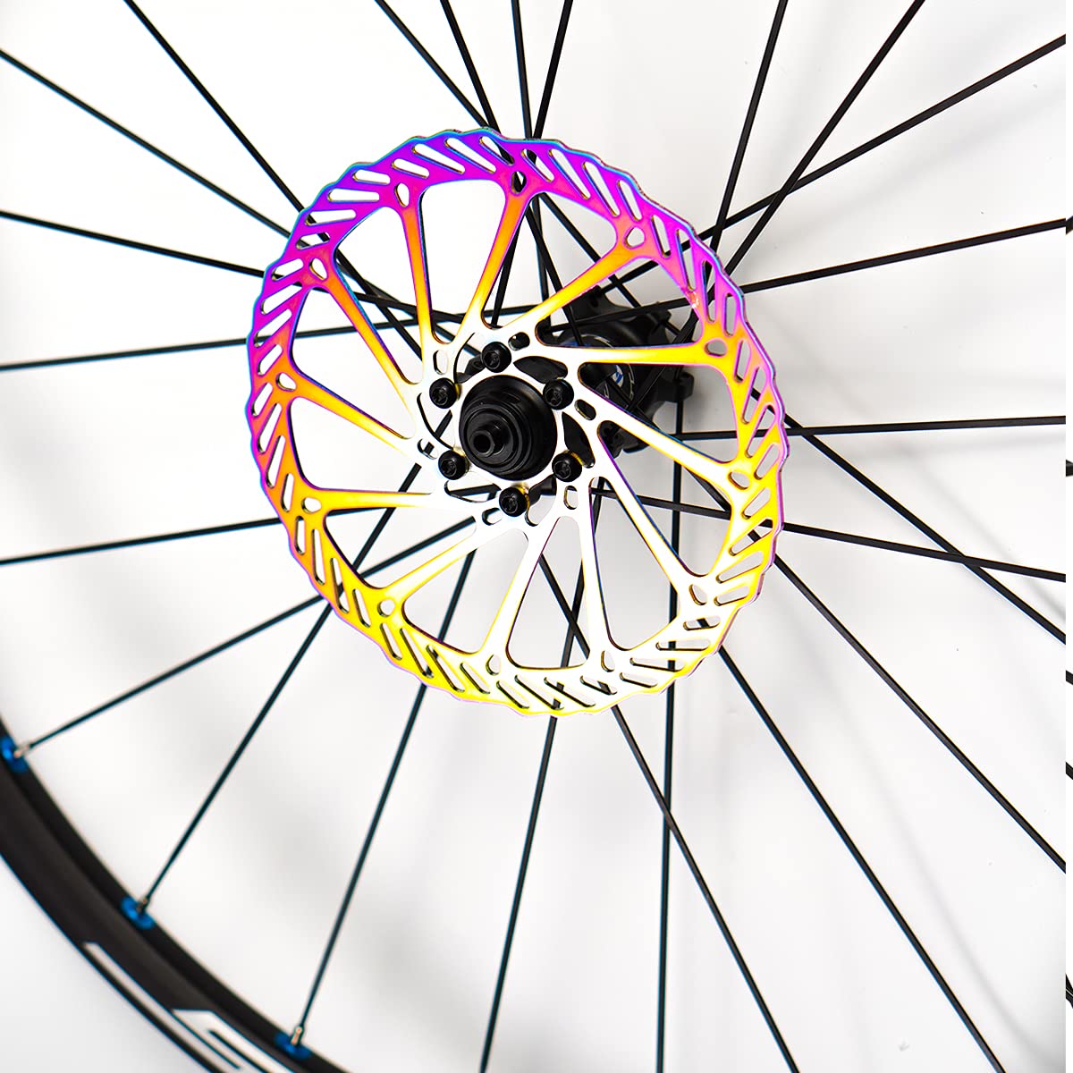 Disco freno per bicicletta, 160 mm, 180 mm, 203 mm, per mountain bike, mountain bike, Bmx, 2 dischi freno con 12 viti (blu/oro/arcobaleno).
