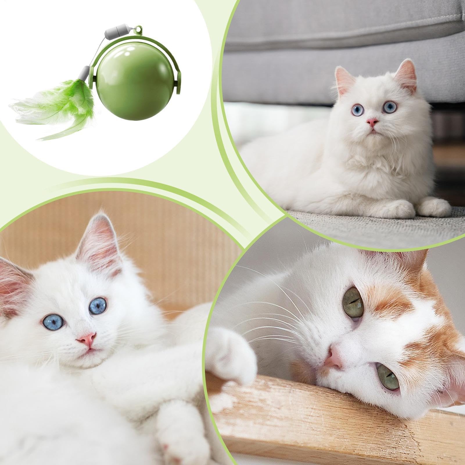 Juguetes para Gatos， Juguete Inteligente for Gatos con Pelota, Juguete Interactivo for Evitar obstáculos, de Ejercicio for Mascotas Plumas