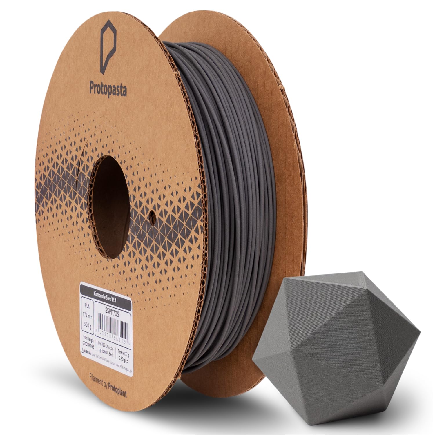Proto-pasta SSP11705 Polishable Stainless Steel Spool, PLA 1.75 mm, 500 g, Gray