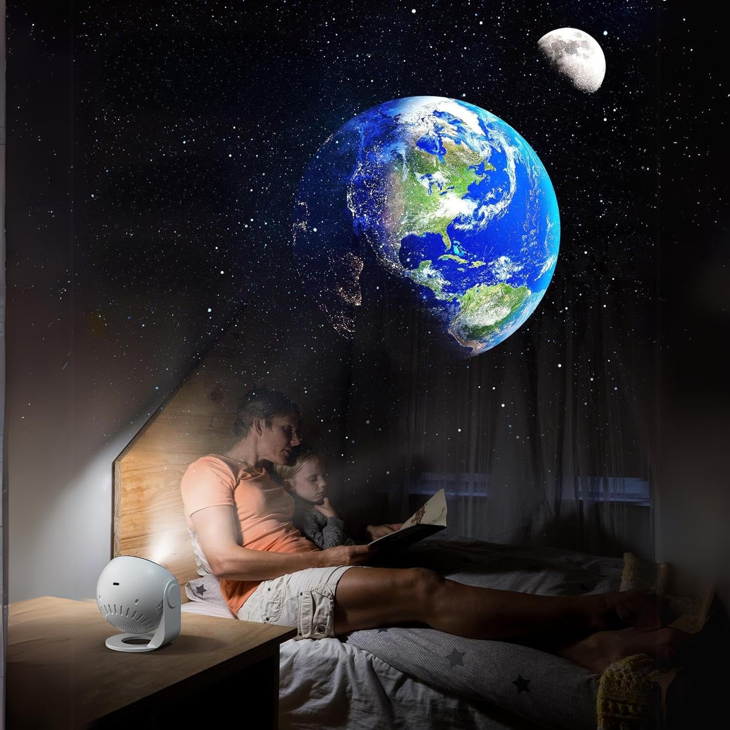 SPACE DOG Projektor galaktyk i domowe planetarium dla dzieci, 12 płyt w jakości HD, komentarz audio do obiektów niebieskich, projekcja galaktyk, gwiazd, planet i mgławic kosmicznych
