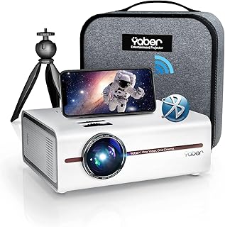 Mini Projector with 5G WiFi and Bluetooth 5.1, YABER 2023 Upgraded Movie Projector 1080P and 4K Supported, Mini Ourdoor Portable Projector with Tripod and Bag, Compatible with HDMI, USB, VGA, AV