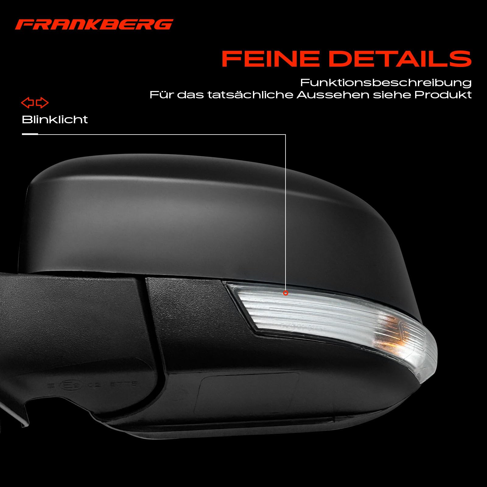 Frankberg Elektrisch Außenspiegel Aussenspiegel Links 6-polig &-Beheizbar &-Manuell einklappbar &-Blinklicht Kompatibel mit Focus II 2008-2011