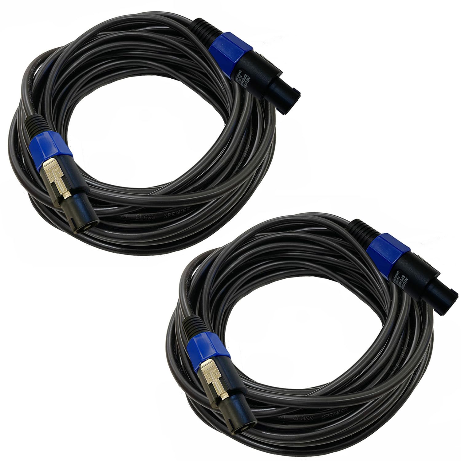 HeyTones Professional 12 Gauge 75 Feet Speakon to Speakon Cables - 12AWG 75ft DJ/PA SpeakON Cords AMP Audio Wires - 2 Pack