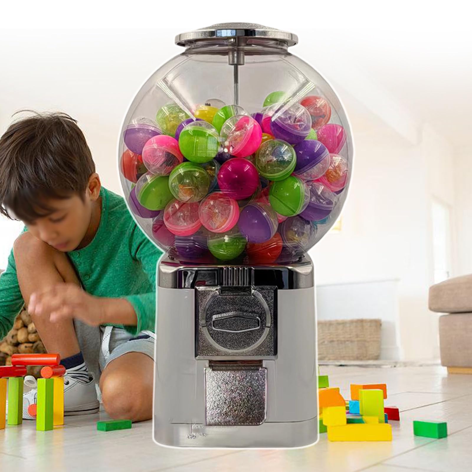 Distributeur Automatique, Distributeur de Capsules de Bonbons pour magasins de détail, Distributeur Commercial de Boules de Gomme, Distributeur Automatique de Jouets à Capsules (White)