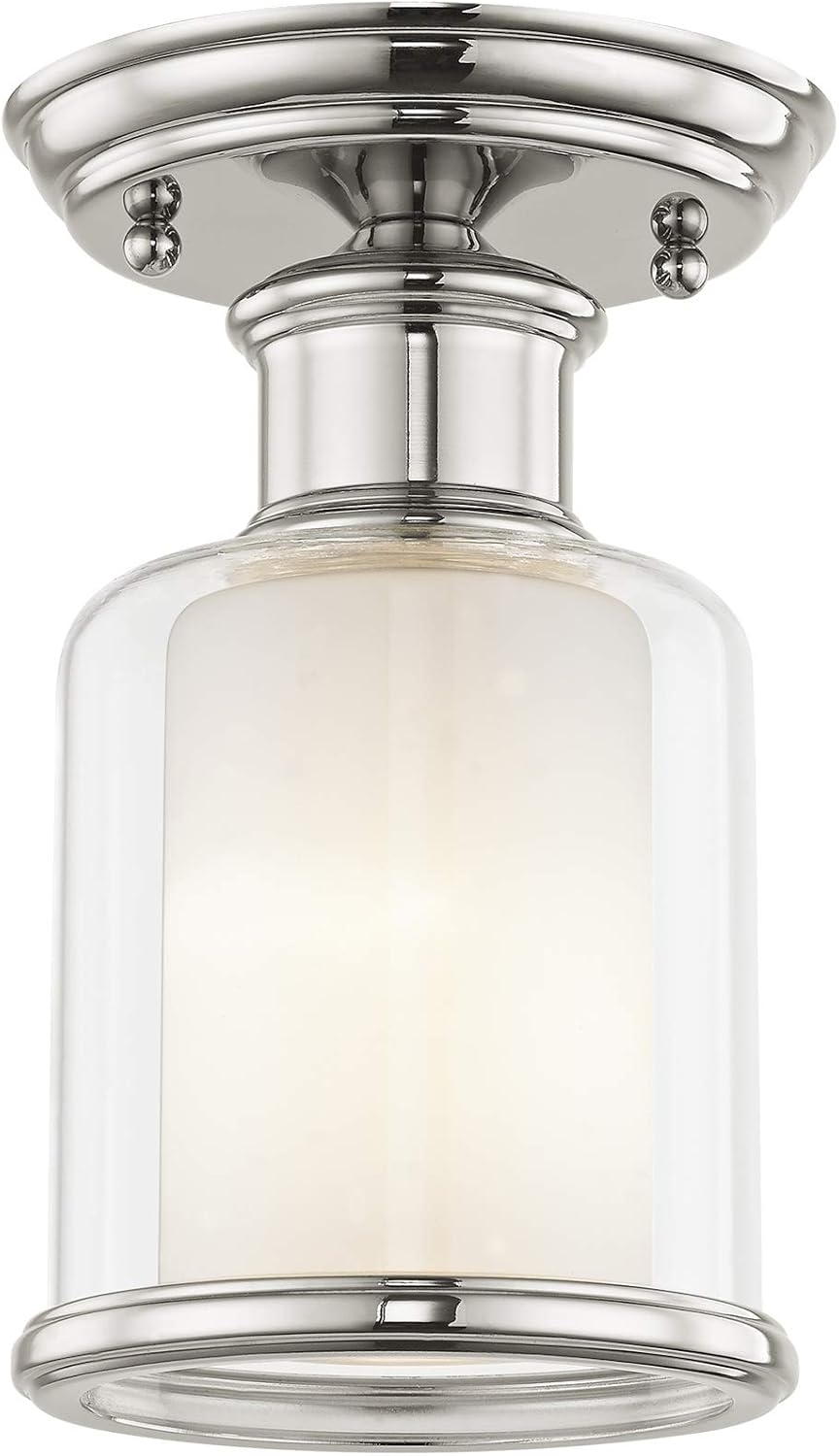 Livex Lighting 40200-35 Restoration One Light Ceiling Mount from Middlebush Collection in Polished Nickel Finish